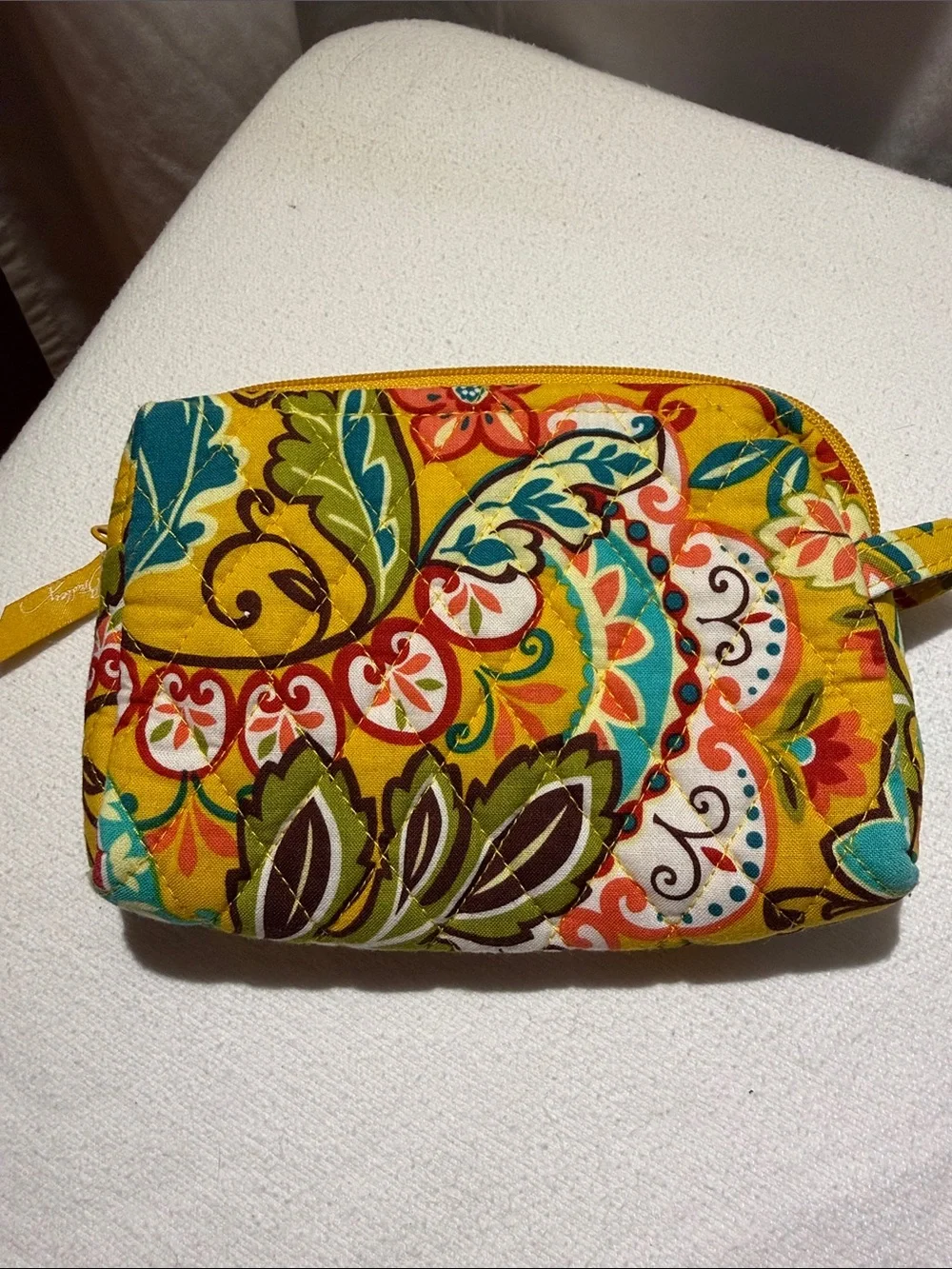 Vera Bradley Quilted Floral Yellow Cosmetic Pouch
